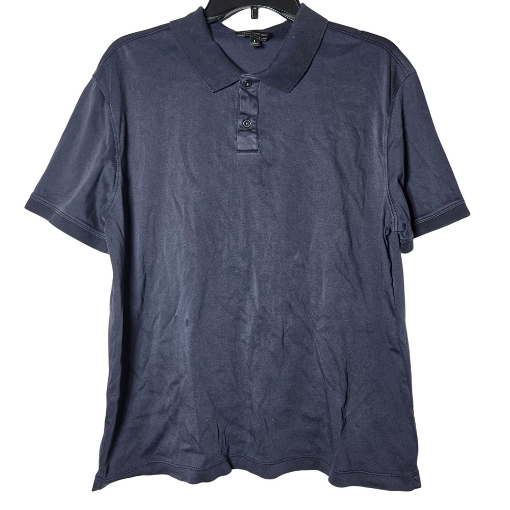 Banana Republic Men Blue Luxe Touch Performance Polo Shirt Large Preppy Business